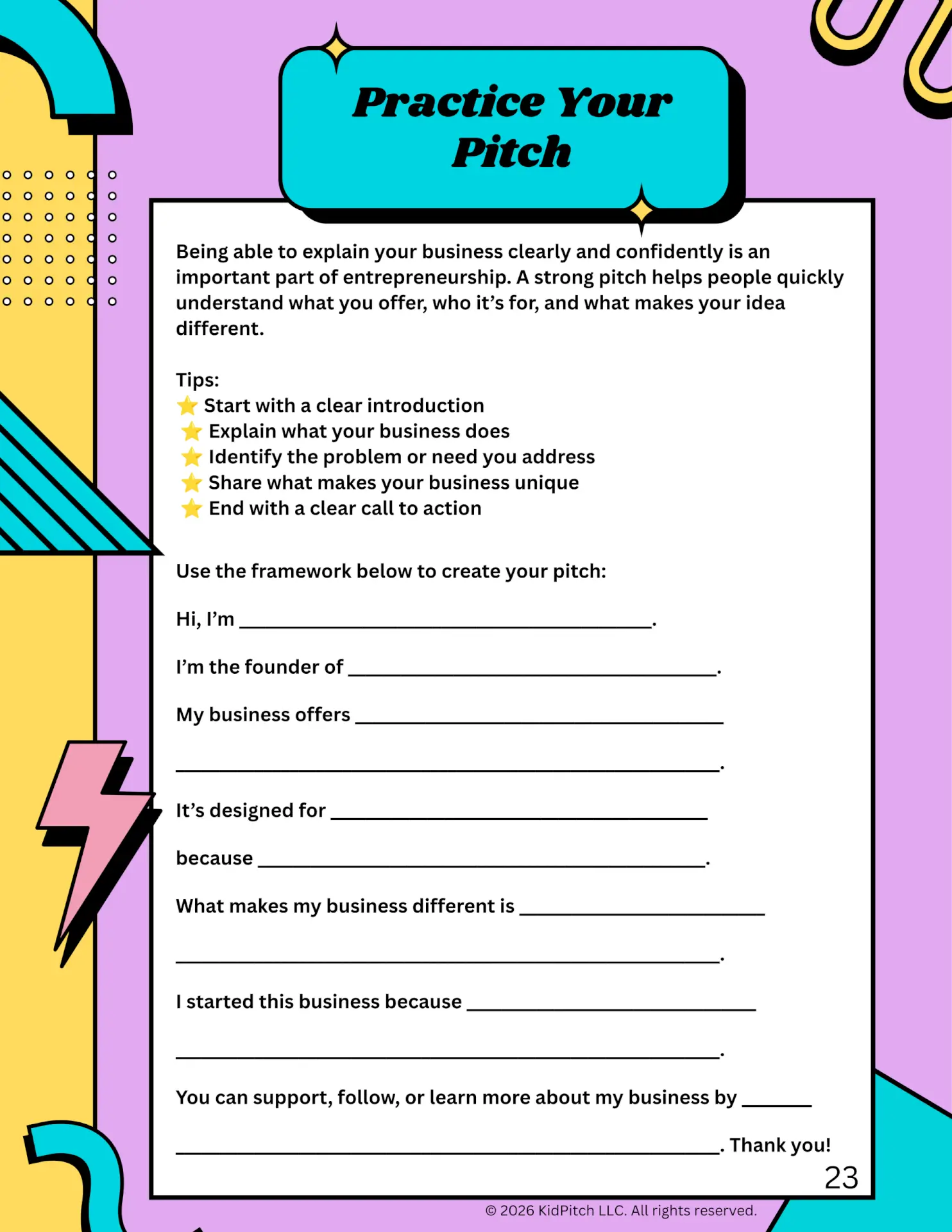 KidPitch Teen/YA Workbook